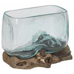 Decowood Glass G Rectangle 20x15x20 cm rechthoekige glazen vaas op boomstronk L decoratie